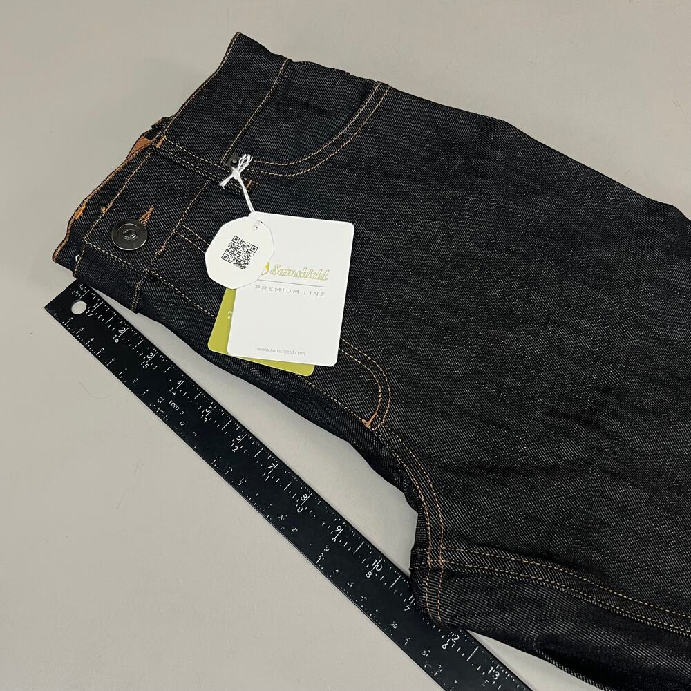 SAMSHIELD Swarovski Crystal Engraved Jeans Women Sz US 26, UK 8, 36 Black Denim - Picture 9 of 11